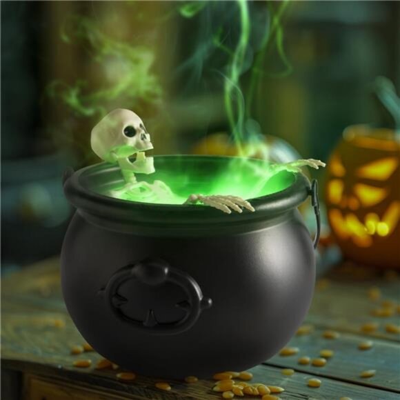 Halloween Decor - Cauldron Halloween Decor with Black Plastic Witches Cauldron - Picture 2 of 8